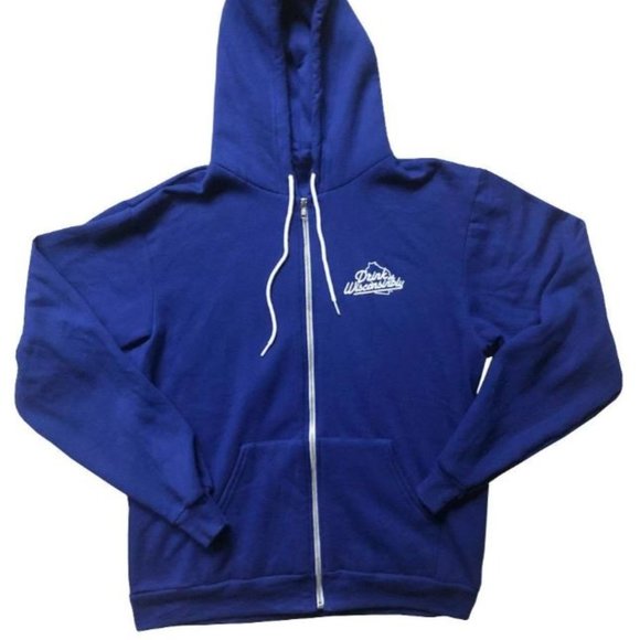 Drink Wisconsinbly - Blue Zip-Up Hoodie XL - NWT - Picture 2 of 2